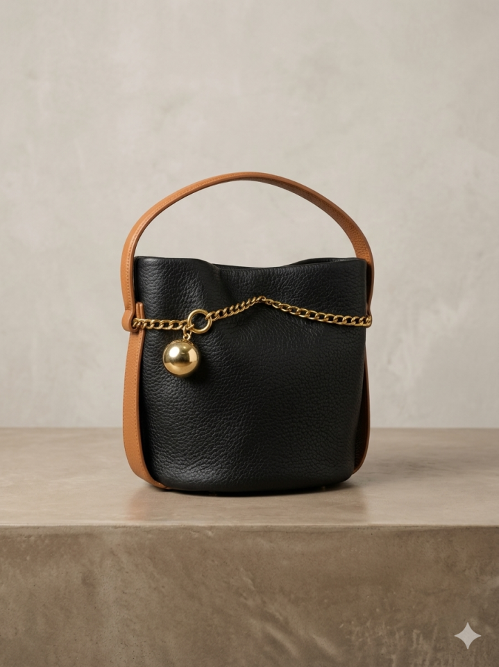 Bucket (Kova) Tarzı Top Chramlı Kadın Çantası